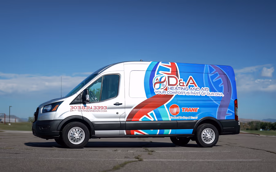 D&A Heating and Air service van